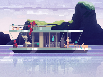 Scandinavian Houseboat architecture design digital art digital illustration digital illustrations illustration mica vector