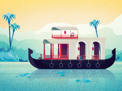 Kerala Houseboat architecture design digital art digital illustration house houseboat illustration india kerala modern vector