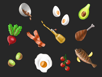 Paleo + Keto Diet Illustrations 3d art blog food illustration procreate