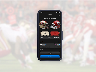 Super Bowl LIV app design mobile ui superbowl ui user interface webapp