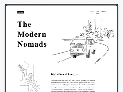 Digital Nomads Blog app art concept design figma illustraion illustration minimalistic procreate procreate art ui user interface user interface design