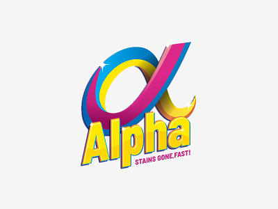 Alpha Washing Powder - Logo Design agent orange design alpha alpha logo colorful graphic logo iconic logo rainbow sparkles logo stains washing brand washing powder logo