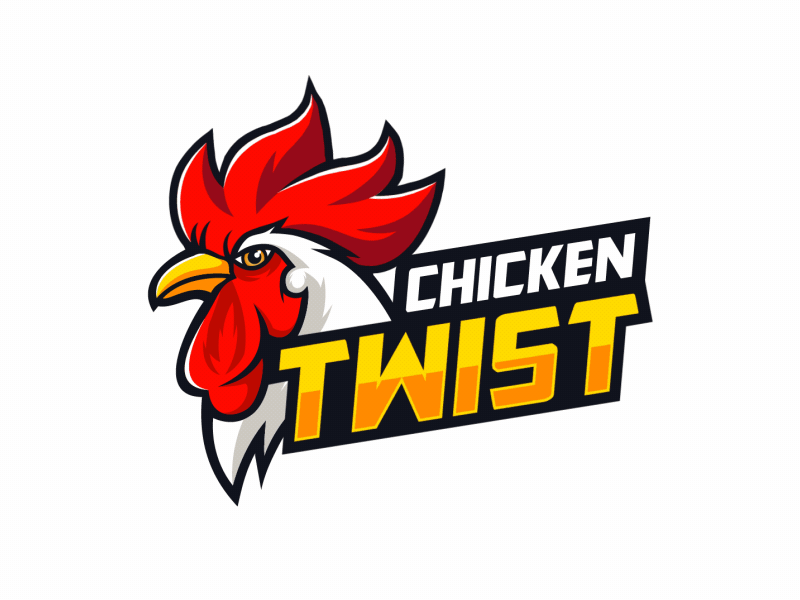 Chicken Twist Logo Design animal logo branding chicken brand chicken illustration chicken logo chicken twist fast food logo food logo logo gif restaurant logo