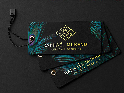 Raphaël Mukendi - Logo Design Concept african logos bespoke clothing bespoke fashion clothing brands clothing logo fashion label fashion logo feather brands gold logo high fashion peacock brand peacock logo