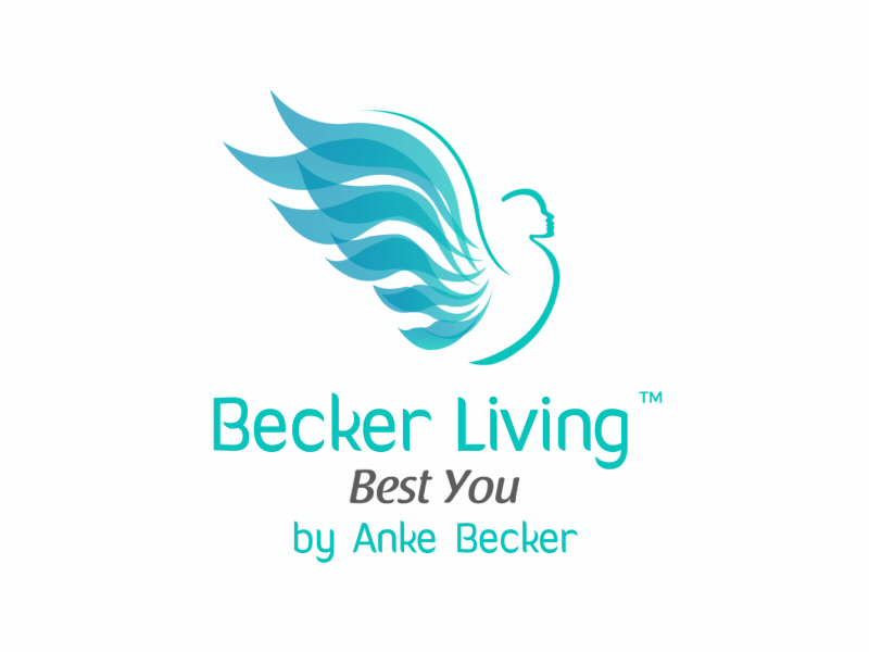 Becker Living by Anke Becker - Logo Reveal aqua logo feather logo life coach logo lifecoach logo logo reveal turquoise logo watercolor watercolour woman logo