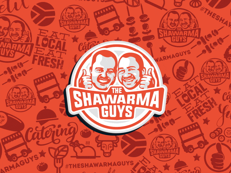 The Shawarma Guys - Logo & Web Design catering logos character logo characters faces illustration logo illustrations pattern design shawarma logos