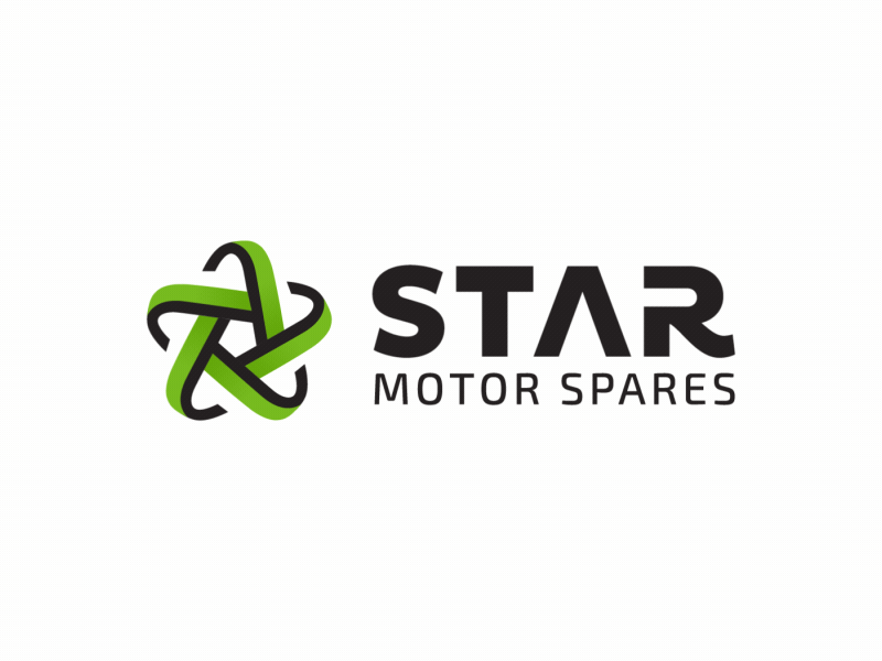 Star Motor Spares - Logo Design animated logo branding classic logo corporate logo green and black iconic logo motor logo spinning logo star logo star symbol stars vehicle logo