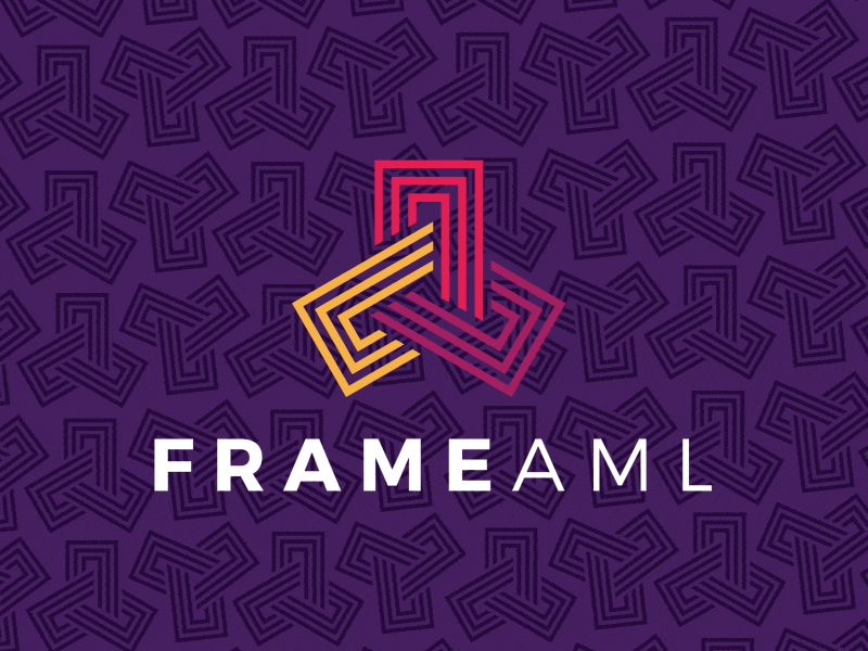 Frame AML | Logo Design agent orange design colourful logos frame logos framing logos lock logo logo designers pattern logo purple logo rectangles security logos