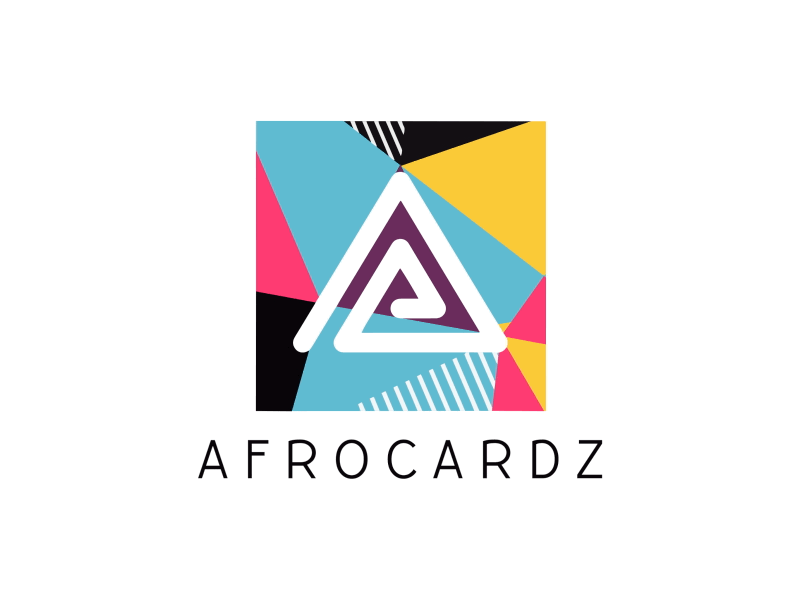 Afrocardz Logo Design 80s african brands colorful colours concentric fun funky geometric pattern triangle triangular vitral