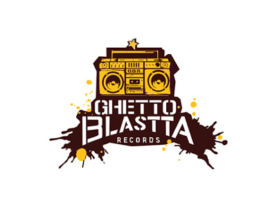 Ghetto Blastta Records Logo Design african logo agent orange design brown yellow ghetto blaster ghettoblaster music logo music store logo radio logo record label records logo