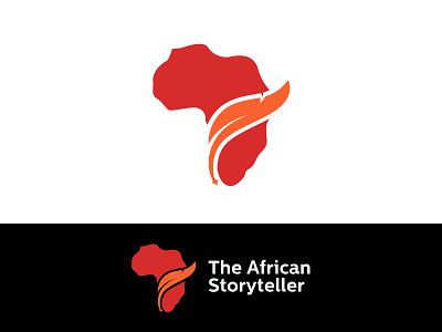 The African Storyteller africa logo african continent african logo feather logo flat vector ink logo red logo simple story logo storyteller writer logo
