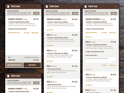 Chipotle Mobile Bag Layouts branding checkout design mobile ui ux