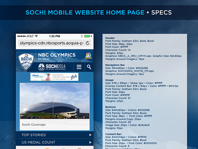 Sochi Mobile Website Style Guide design mobile nbc olympics styleguide ui