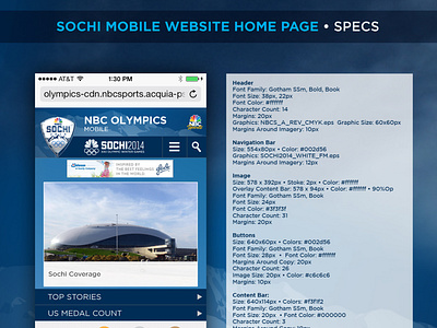 Sochi Mobile Website Style Guide