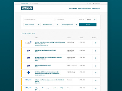 Absolventa Search clean design platform prototyping responsive ui ux web website