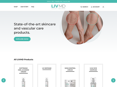 LIVMD Skincare Shopify Store e commerce graphic design miami web design miami web development shopify web design web development