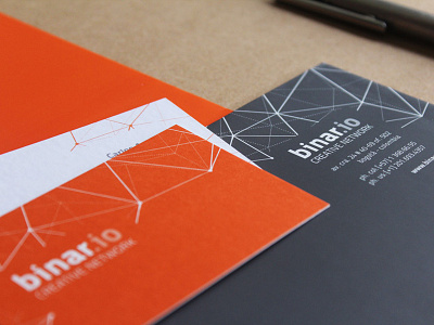 Binario Visual ID branding business cards corporate creative gray network orange print visual identity