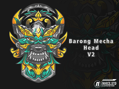 Barong Mecha Head apparel apparel design clothing design head illustration inspiration mascot powerful robot sticker t shirt vector