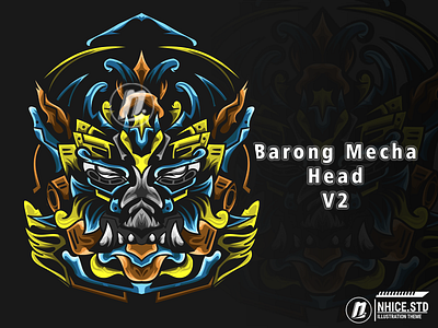 Barong Mecha Head V2 apparel apparel design design head illustration inspiration mascot powerful robot sticker t shirt vector
