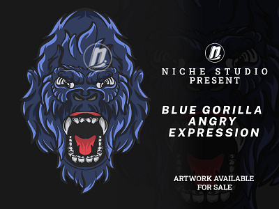 Blue gorilla angry expression apparel apparel design clothing design geometric head gorilla illustration t shirt t shirtdesign vector wild wild animal