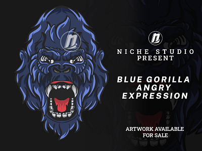 Blue gorilla angry expression