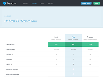 New Beacon pricing page