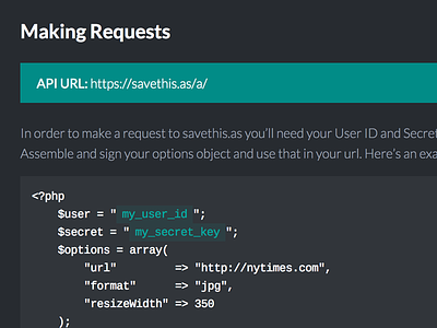 savethis.as Launched! api documentation savethis screenshot service