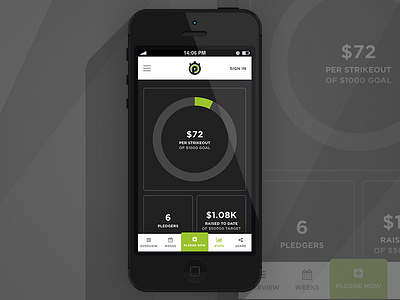 Pledge Stats app chart donut chart green pie chart pledge it stats webapp