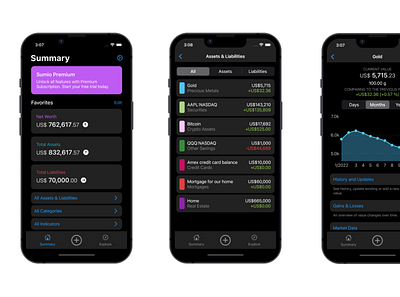 Sumio Mobile App: Net Worth Tracker design fintech ios mobile app net worth tracker ui ux