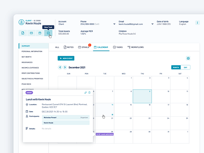 Calendar CRM calendar crm dashboard ui ui design uiux