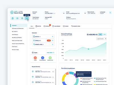 Dashboard - Client Summary advisor chart dashboard finance ui ui design uiux