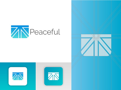 Peaceful Logo aplikasi biru desain desain logo grid ikon kotak kreatif logo palet warna