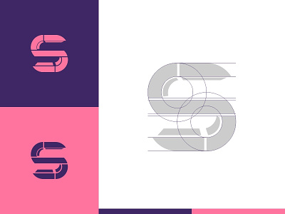 Letter S aplikasi desain desain logo ikon kreatif letter s logo palet warna vektor
