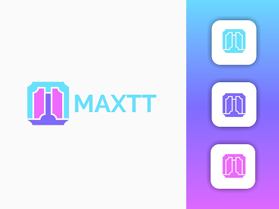 Maxtt Logo aplikasi biru desain desain logo ikon kotak kreatif logo palet warna vektor