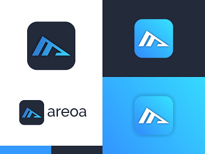 Areoa Logo aplikasi biru desain desain logo ikon ilustrasi kotak kreatif logo palet warna vektor