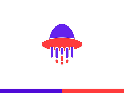 Ufo Logo aplikasi biru desain desain logo ikon ilustrasi kreatif logo palet warna ufo vektor