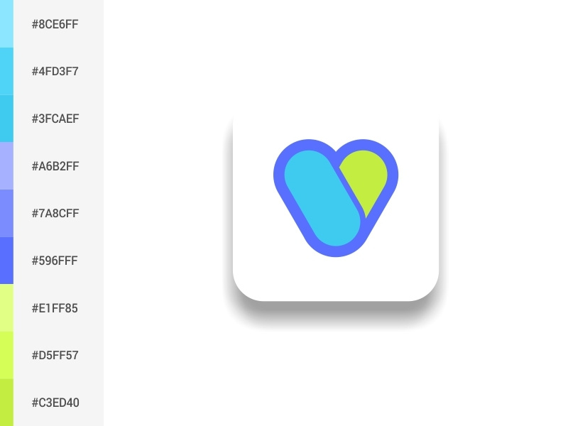 Capsules Logo ui hijau vektor kreatif ilustrasi kotak biru desain logo desain palet warna logo ikon capsules aplikasi