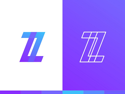 Letter Z aplikasi biru desain ikon kreatif letter palet warna vektor z