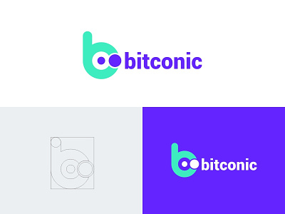 Bitconic Logo aplikasi b desain desain logo ikon kreatif letter logo palet warna vektor