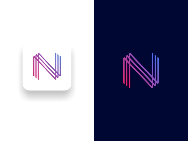 Letter N Logo ui ilustrasi biru kreatif desain desain logo palet warna logo ikon aplikasi lettering letter