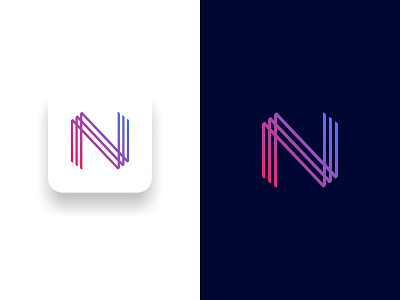 Letter N Logo aplikasi biru desain desain logo ikon ilustrasi kreatif letter lettering logo palet warna ui