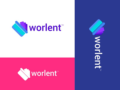 Worlent Logo aplikasi biru desain desain logo ikon kotak kreatif logo palet warna ui vektor
