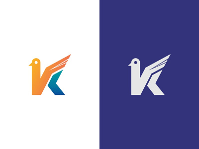 Bird Letter K Logo aplikasi bird bird icon biru desain desain logo ikon ilustrasi k kreatif letter logo palet warna vektor