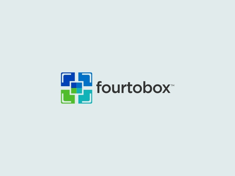 Fourtobox Logo ilustrasi kapsul ui surat kotak biru desain vektor palet warna kreatif desain logo logo ikon aplikasi