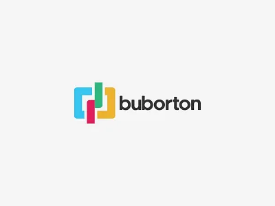 Buborton Brand Identity Logo aplikasi biru desain desain logo ikon ilustrasi kotak kreatif logo palet warna surat ui vektor