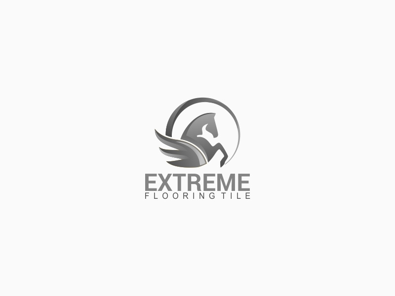 Extreme Flooring Tile Brand Identity Logo ilustrasi surat palet warna biru vektor desain kreatif desain logo logo ikon aplikasi black silver horse