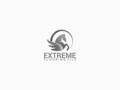 Extreme Flooring Tile Brand Identity Logo aplikasi biru black desain desain logo horse ikon ilustrasi kreatif logo palet warna silver surat vektor