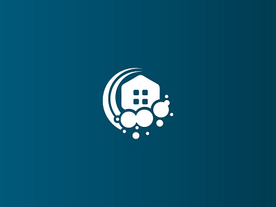 House Service Logo Template aplikasi bubble cleaning desain desain logo house ikon kreatif logo service surat vektor white