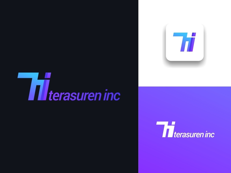 Terasuren inc Brand Identity Logo merek ui surat kotak ilustrasi desain biru palet warna vektor kreatif desain logo logo ikon aplikasi