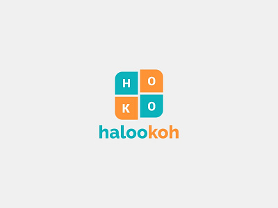 Halookoh Brand Identity Logo aplikasi biru desain desain logo ikon ilustrasi kotak kreatif logo palet warna surat vektor